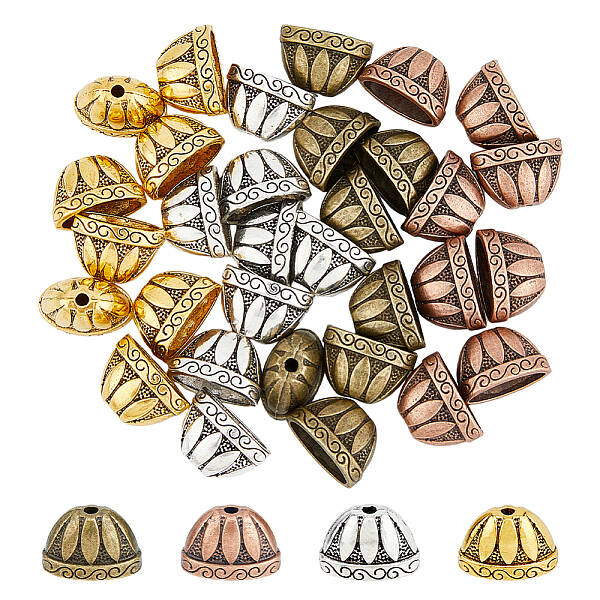 32Pcs 4 Colors Tibetan Style Alloy Bead Cones