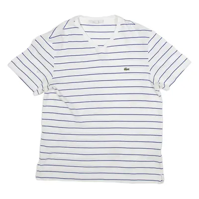 LACOSTE Womens T-Shirt Blue V-Neck M