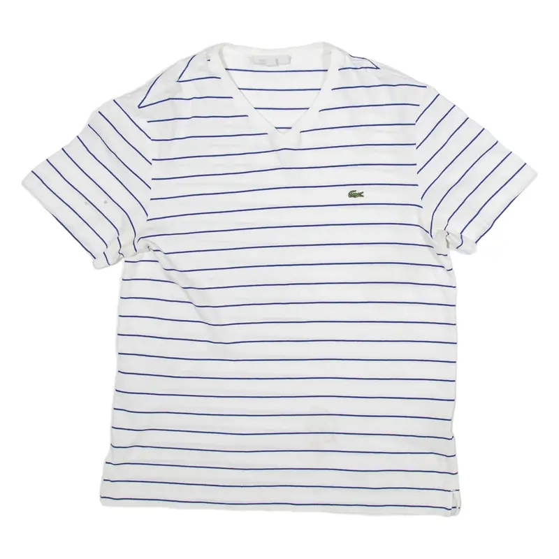 LACOSTE Womens T-Shirt Blue V-Neck M