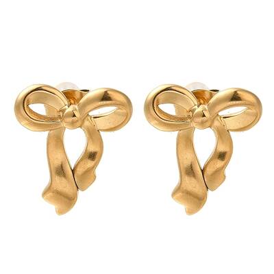 304 Stainless Steel Bowknot Stud Earrings