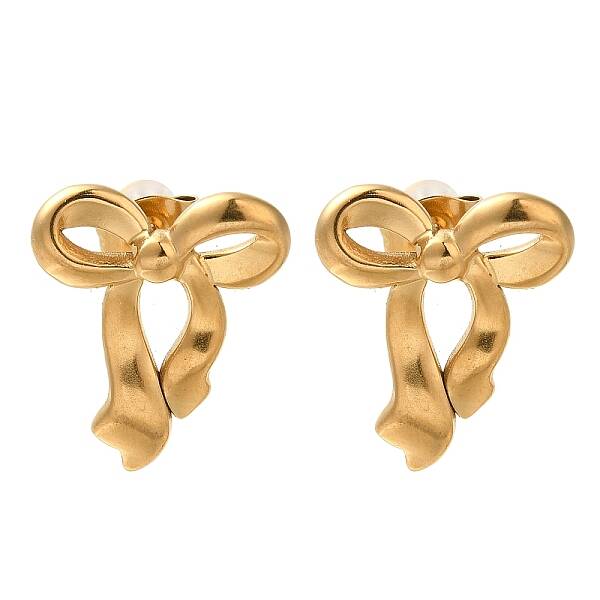 304 Stainless Steel Bowknot Stud Earrings