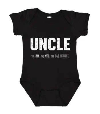 Uncle The Man The Myth The Bad Influence Onesie, Newborn Outfit, Custom Baby Shower Gift, Funny Baby Bodysuit, Funny Baby Ite...
