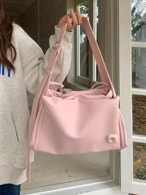 Women's Solid Color Crossbody Bag, Fashionable Large Capacity Shoulder Bag for Work & School, Casual Trendy Versatile High-qu...