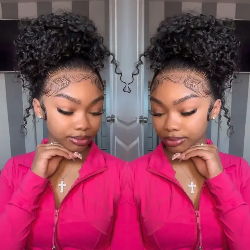 Pizazz Hair Hidden Strap 360 Lace Front Wigs Human Hair Pre Plucked Pre Bleached Knots 220 Density Water Wave HD Lace Frontal...