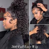 Pizazz Hair Hidden Strap 360 Lace Front Wigs Human Hair Pre Plucked Pre Bleached Knots 220 Density Water Wave HD Lace Frontal...