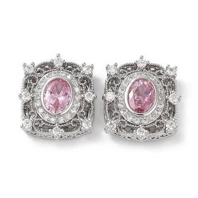 Brass Micro Pave Cubic Zirconia Beads