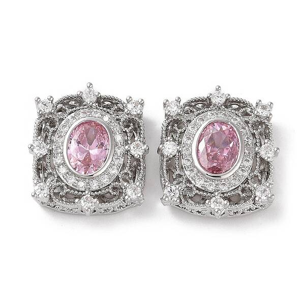Brass Micro Pave Cubic Zirconia Beads