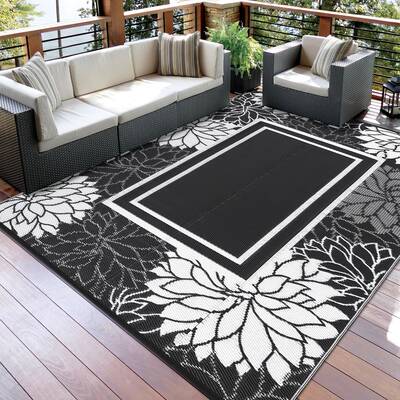 Garvee Waterproof Outdoor Rug 9x18, Reversible Plastic Straw, UV-Resistant & Soft Underfoot, Durable Thermoplastic Edges, Por...