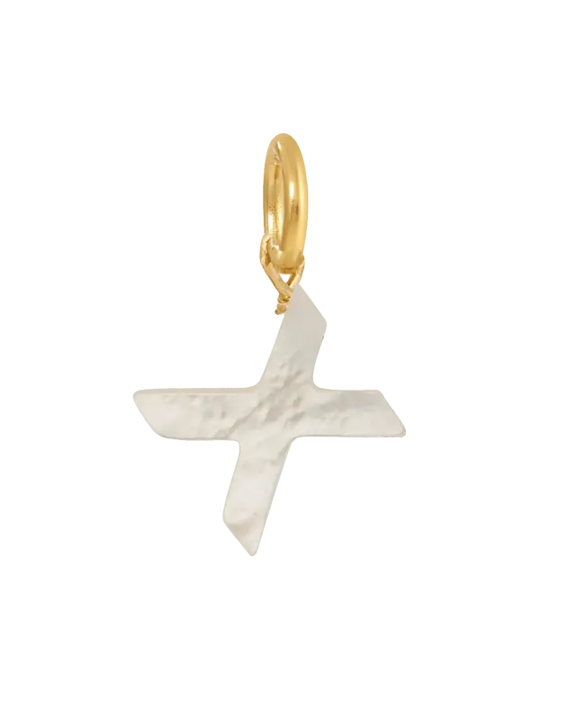 MOP Letter Charm | Metal Color: Gold | Letter: X