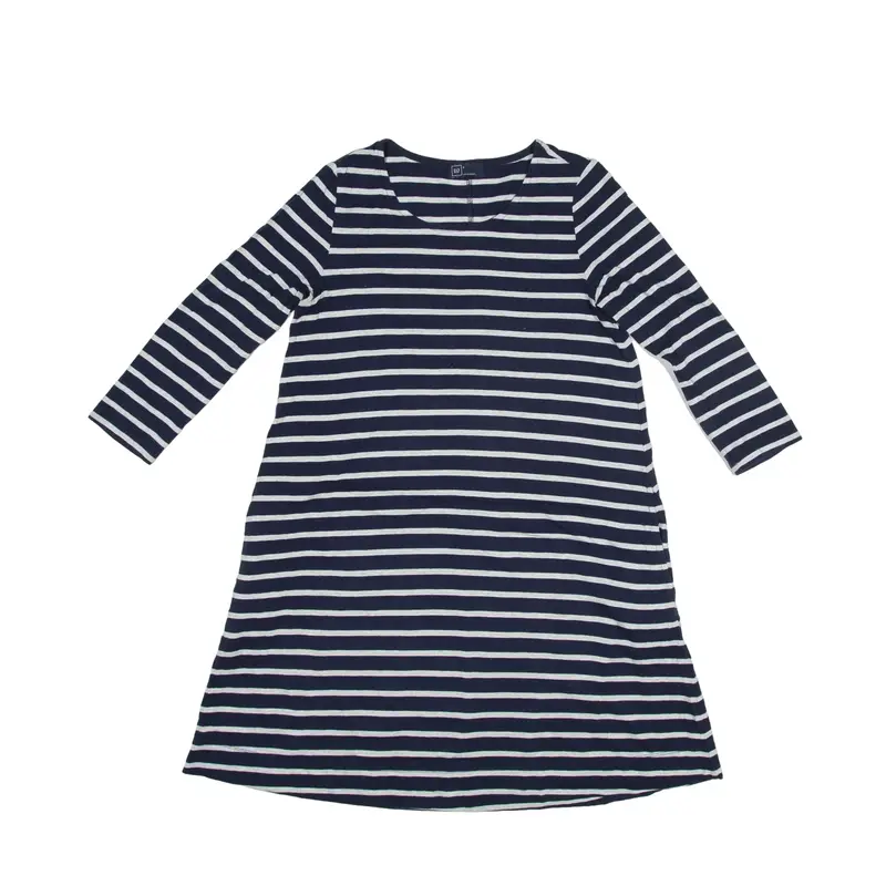 GAP Shift Dress Blue Striped 3/4 Sleeve Knee Length Womens UK 8