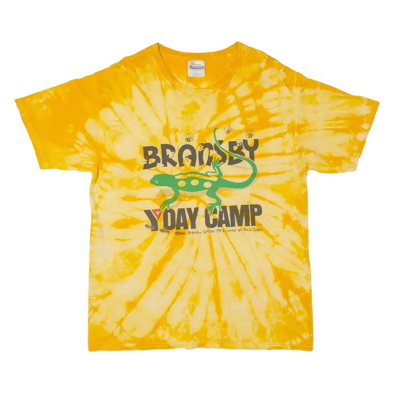 HANES Lizard Mens Tie Dye T-Shirt Yellow M
