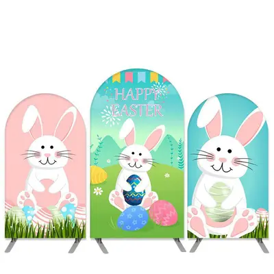 Aperturee Cute Rabbit Theme Happy Easter Arch Backdrop Kit Banner | Chiara Wall Backdrop Diy | Wedding Arch Backdrop | Round ...