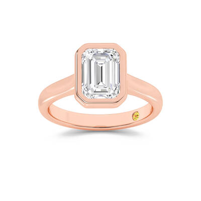 Secret Kiss Bezel Set Emerald Cut Lab Grown Diamond Engagement Ring | 10K Rose Gold 1 1/2 CT. TW.