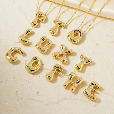26Pcs 26 Styles Simple and Stylish Brass Letter Pendant Satellite Chain Necklaces Set for Women Men
