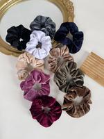 Velvet Solid Color Scrunchie, Elegant Matching Hair Tie for Ponytail Holder, Casual Simple Hair Accessories for Women & Girls...