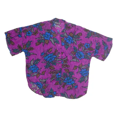CALIFORNIA KRUSH Womens Printed Blouse Purple Collared Floral L