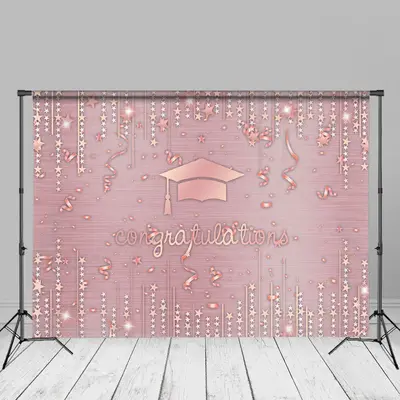 Ribbons Stars Glitter Pink Grad Backdrop For Photo - Aperturee