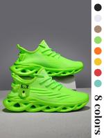 Men's Sporty Lace Up Blade Sole Mesh Low Top Athletic Shoes, Casual Breathable Lightweight Running Shoes, Designer Shoes Fash...
