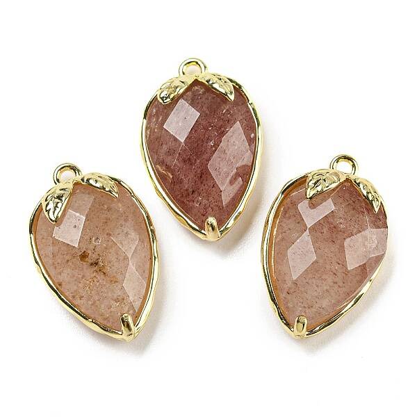 Natural Strawberry Quartz Faceted Pendants