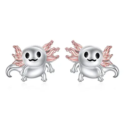 Sterling Silver Two-tone Axolotl Stud Earrings