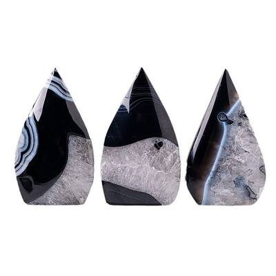 Natural Dyed & Heated Dyed & Heated Black Agate Sculpture Ornament