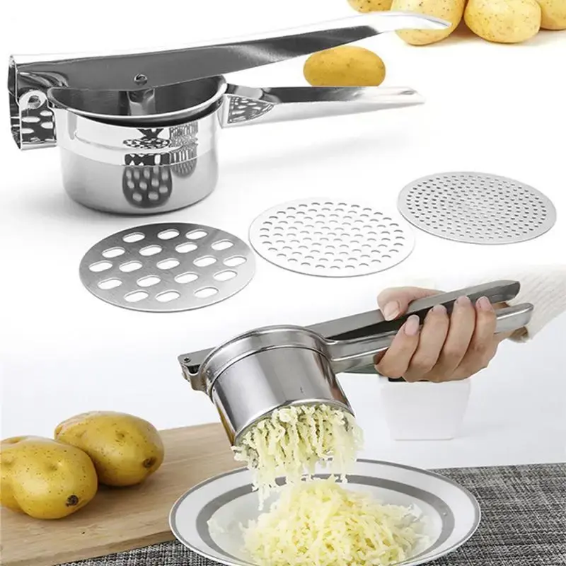 Stainless Steel Potato Masher, 1 Count Handheld Durable Manual Vegetable Grater, Kitchen Utensils for Home Use