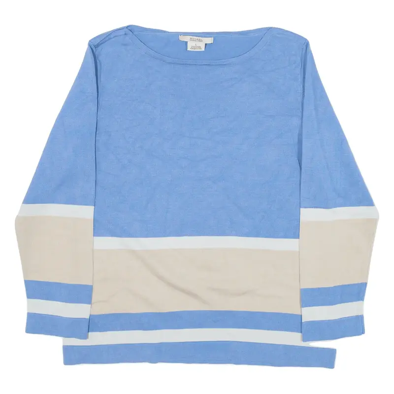MICHAEL KORS Patterned Jumper Blue Striped Tight Knit Silk Girls L