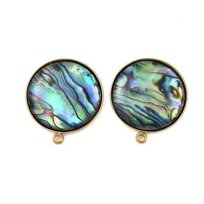 304 Stainless Steel Pave Natural Paua Shell Stud Earring Findings