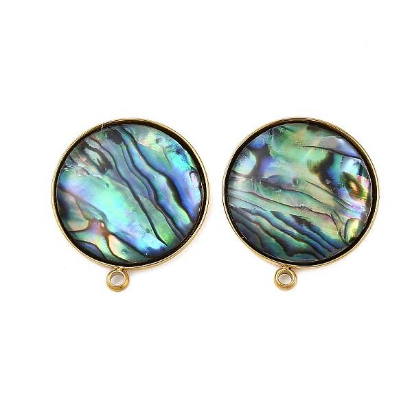 304 Stainless Steel Pave Natural Paua Shell Stud Earring Findings