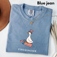 Comfort Colors Firequacker T-shirt, Funny Goose T-shirt, 4th Of July T-shirt, Independence Day, American Tee, Patriotic Shirt...