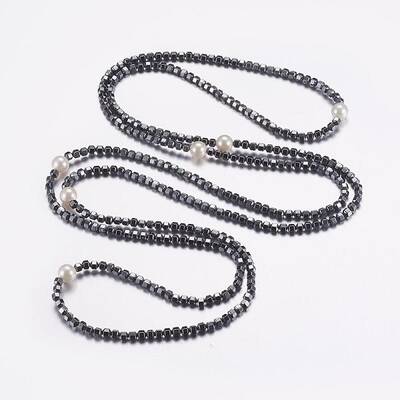 Non-Magnetic Synthetic Hematite Two-Tiered Necklaces