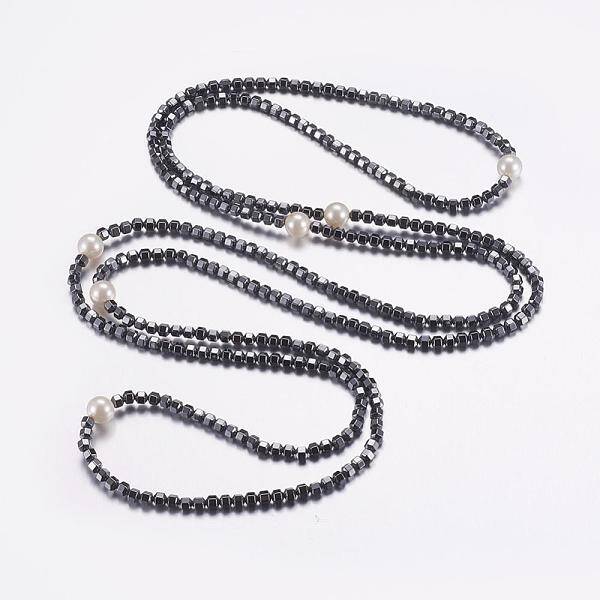 Non-Magnetic Synthetic Hematite Two-Tiered Necklaces