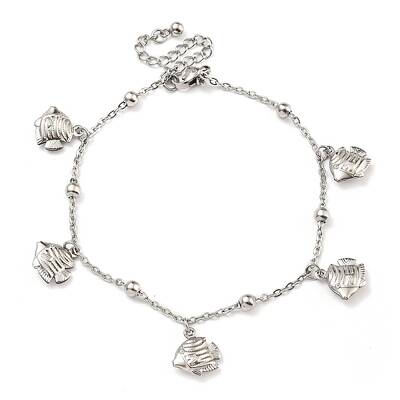 Non-Tarnish Summer Beach 304 Stainless Steel Cable Chains Fish Charm Bracelets