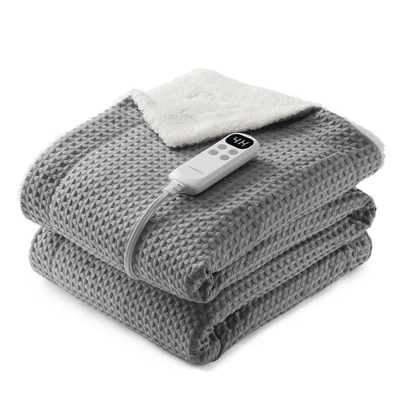 Garvee Waffle Heated Throw Blanket, Machine Washable Electric Blankets Fast Heating with LCD Controller, 6 Heat Levels & 1-4H...
