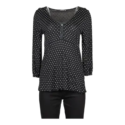 Calliope Polka Dot Long Sleeve Top - Medium Black Cotton Blend