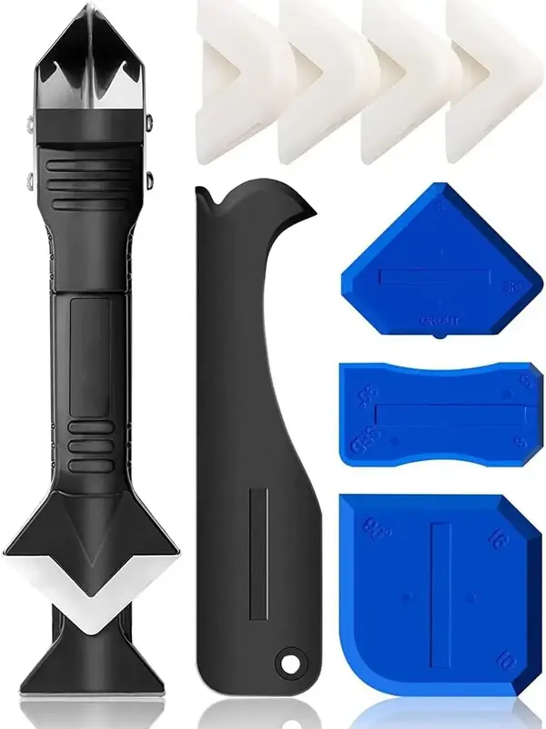 Silicone Caulking Tool, 3 in 1 Silicone Remover Multi Tool, Glazing Compound Finishing Tool, Caulk Remover Tool, Grout Scrape...