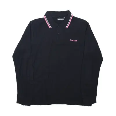 REEBOK Polo Shirt Black Long Sleeve Mens M