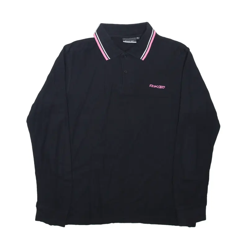 REEBOK Polo Shirt Black Long Sleeve Mens M