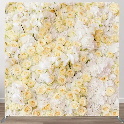 Aperturee White And Peach Roses Fabric Valentines Day Backdrop - Aperturee