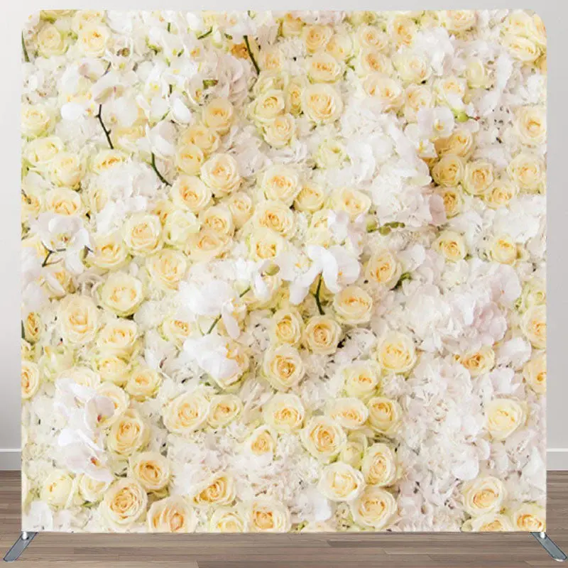 Aperturee White And Peach Roses Fabric Valentines Day Backdrop - Aperturee