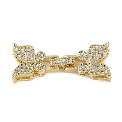 Brass Micro Pave Clear Cubic Zirconia Fold Over Clasps
