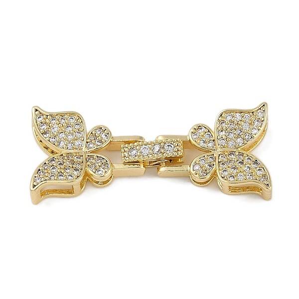 Brass Micro Pave Clear Cubic Zirconia Fold Over Clasps