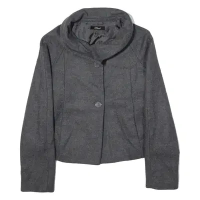 PHARD Cropped High Neck Overcoat Jacket Grey Womens S