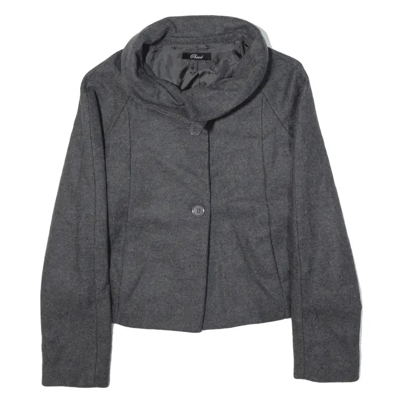PHARD Cropped High Neck Overcoat Jacket Grey Womens S