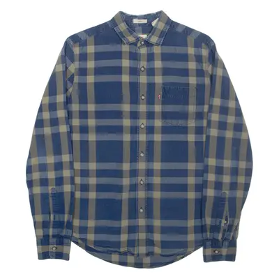 LEVI'S Slim Fit Mens Shirt Blue Check Long Sleeve S