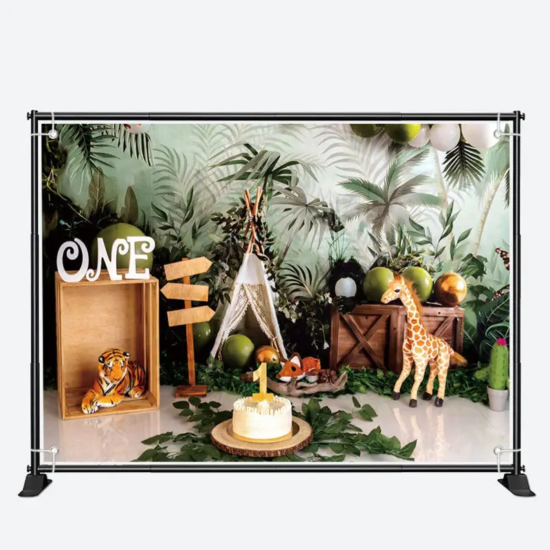 Safari Green Leaves 1st Birthday Cake Smash Backdrop - Aperturee