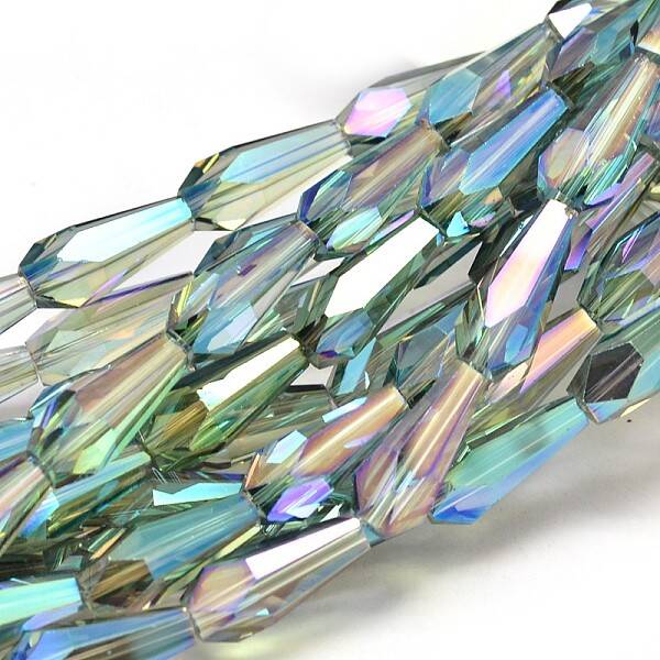 Full Rainbow Plated Faceted teardrop