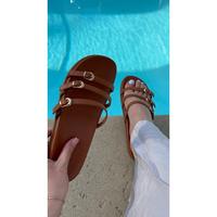 Sammie Tripple Strap Sandal - Tan - Adjustable Strap Sandal