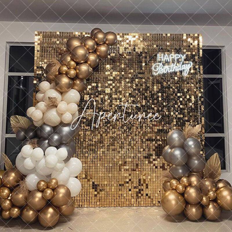 Aperturee Light Mirror Gold Shimmer Wall Backdrops | Event Party Decorations
