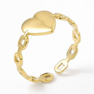 Ion Plating(IP) 304 Stainless Steel Heart Open Cuff Rings for Women